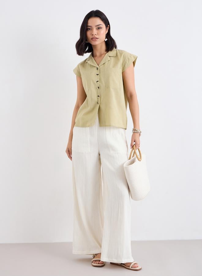 Styli Women Green Resort Collar Shirt with Buttons - Image 1