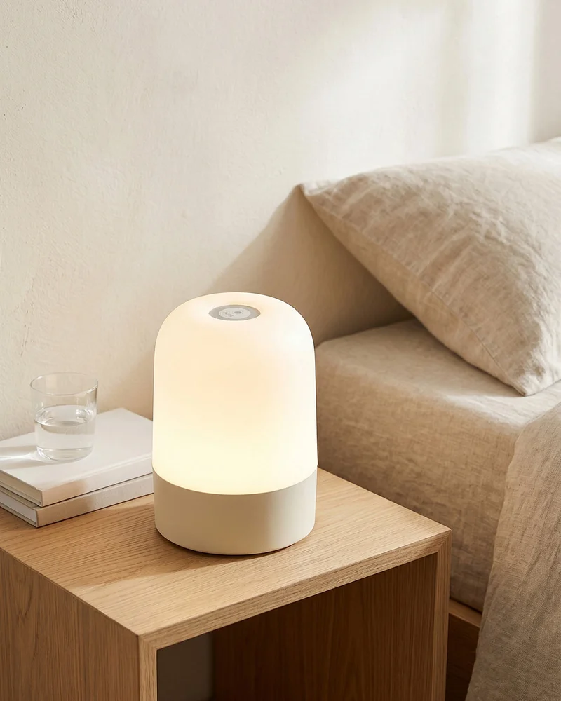 ردتاغ مصباح طاولة LED سادة باللون الأبيض