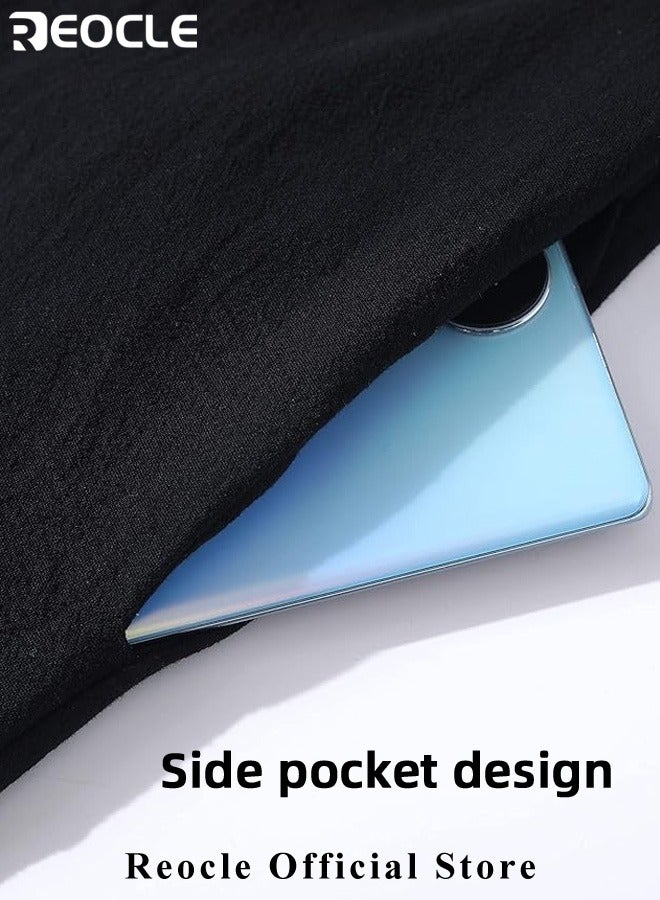 REOCLE Women's Shirt Dress with Basic Loose Fit Solid Color Long Sleeved Simple Casual Long Dress Slim Dress with Pockets - Image 3