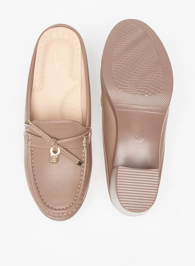 فلورا بيلا من شو إكسبرس Women's Solid Slip-On Mules with Block Heels and Tie-Up Detail
