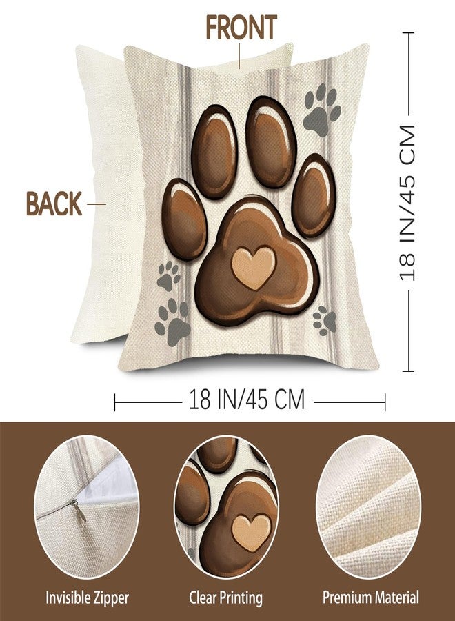 Fjfz Dog Paw Print Home Decorative Throw Pillow Covers 18 x 18 Set of 4, Black Dog House I Woof You Porch Outdoor Home Decor, Bone Farmhouse Rustic Couch Cushion Case Pet Lover Gifts - Image 2