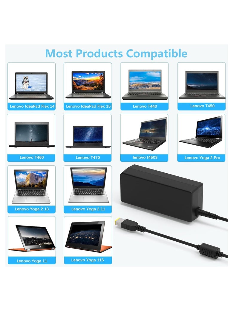 ماركة غير محددة شاحن كمبيوتر محمول 65 واط لجهاز Thinkpad X1 Carbon (Gen2/3/4) T430 T440 T450 T460 T560 Yoga 2 11 11S 13Thinkpad X/E/S/L/B/U/T/K/Z/Y/G محول الطاقة  - Image 4