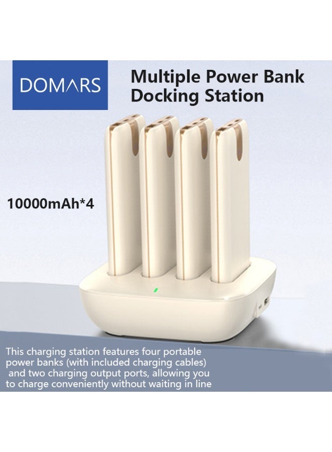 Domars Charger Station for Portable Charger 4 x 10000mAh Multiple Power Bank Docking Station Built-in Cables, 22.5W Fast Charging Compatible with iPhone 17 16 15 14 13 12 Pro Max,Android Phones,Charging Station Multiple USB-C Family-Sized Charger Station for Home（Yellow） - Image 1