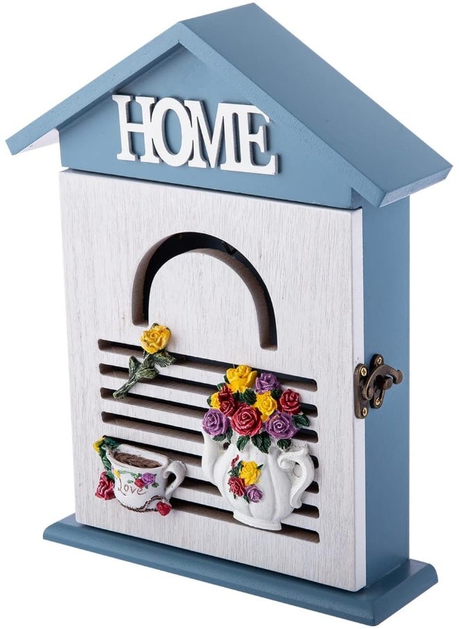 AKDC AKDC Key Holder Box 6Cm X 20Cm X 27Cm Blue & Brown  - Image 2
