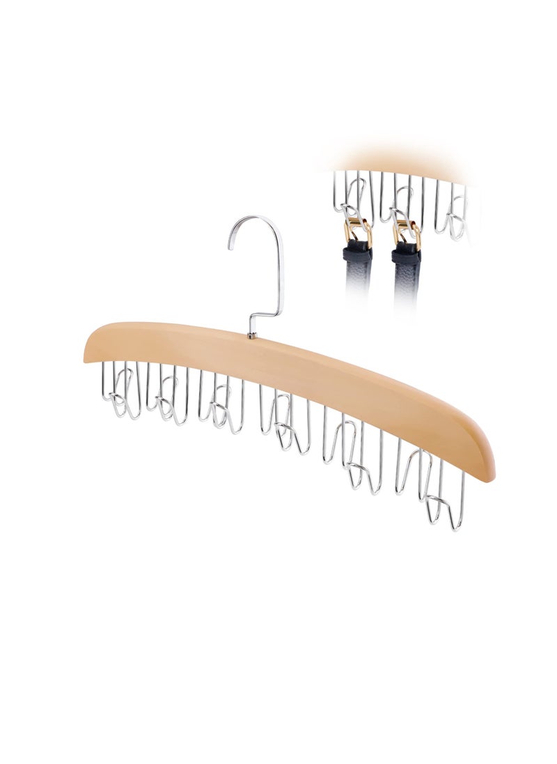 Excefore Tie and Belt Hanger  Hooks Belt Holder and Belt for Closet  with 12 Hooks  Wooden Storage Display Holder  for Belts Ties Scarves Neckties Accessories  - Image 1