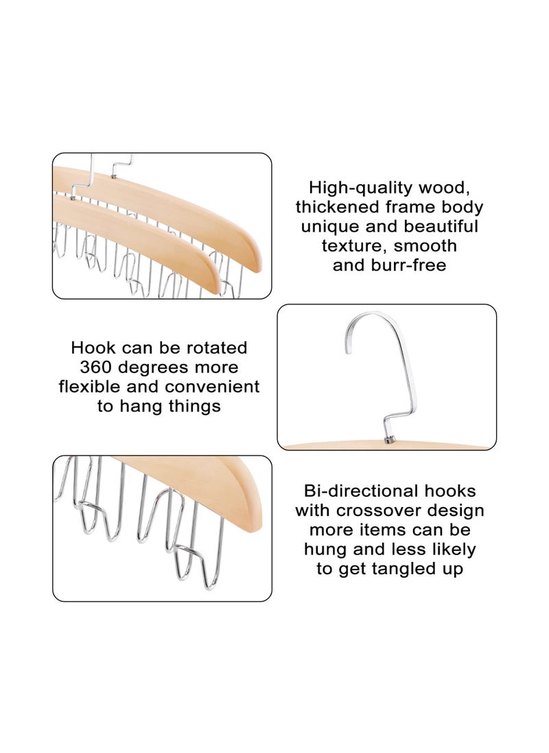 Excefore Tie and Belt Hanger  Hooks Belt Holder and Belt for Closet  with 12 Hooks  Wooden Storage Display Holder  for Belts Ties Scarves Neckties Accessories  - Image 3
