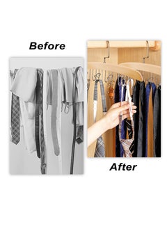 Excefore Tie and Belt Hanger  Hooks Belt Holder and Belt for Closet  with 12 Hooks  Wooden Storage Display Holder  for Belts Ties Scarves Neckties Accessories  - Image 4