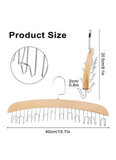 Excefore Tie and Belt Hanger  Hooks Belt Holder and Belt for Closet  with 12 Hooks  Wooden Storage Display Holder  for Belts Ties Scarves Neckties Accessories  - Image 2