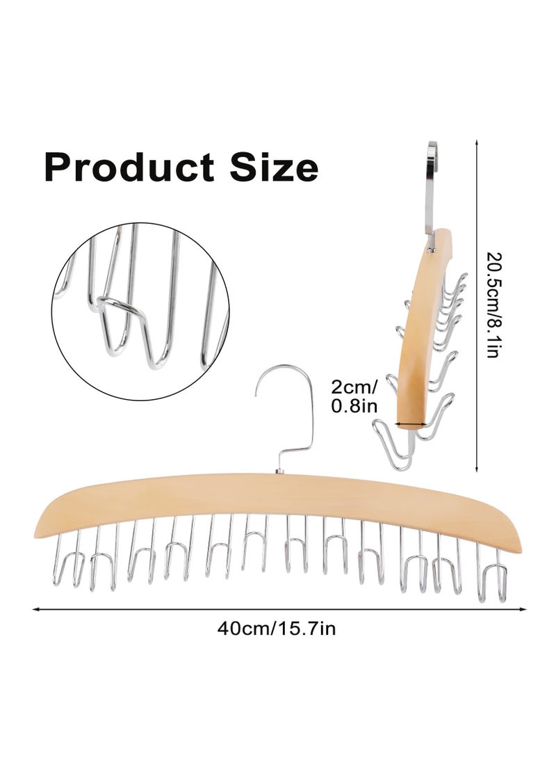 Excefore Tie and Belt Hanger  Hooks Belt Holder and Belt for Closet  with 12 Hooks  Wooden Storage Display Holder  for Belts Ties Scarves Neckties Accessories  - Image 2