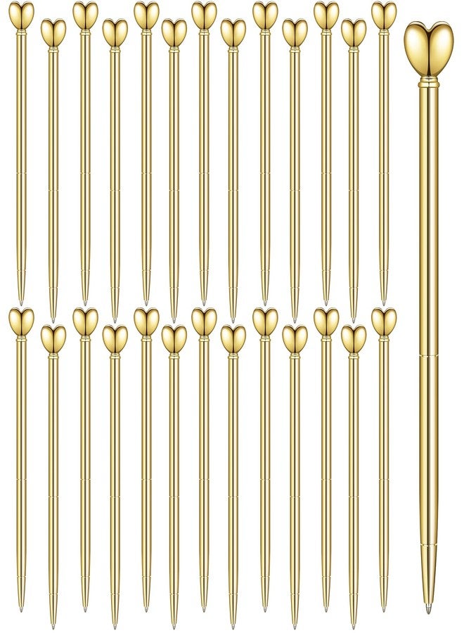 Cptoion 24 Pack Heart Shaped Pens Metal Pen, Gold Retractable Ballpoint Pens, 1.0 mm Black Ink, Cute Decorative Heart Pens for Valentine’s Day, Bridal Shower, Wedding Party Favors - Image 1