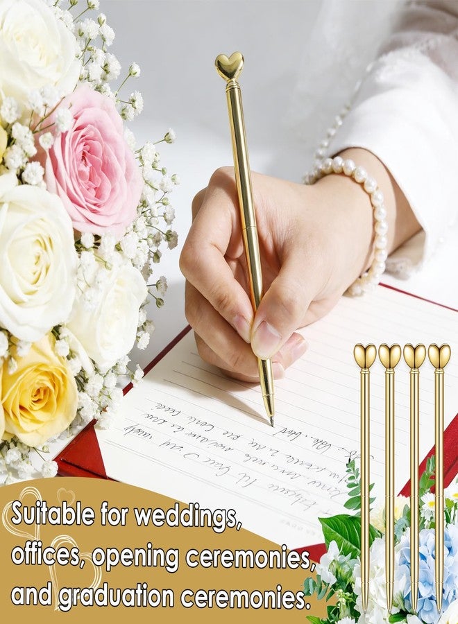 Cptoion 24 Pack Heart Shaped Pens Metal Pen, Gold Retractable Ballpoint Pens, 1.0 mm Black Ink, Cute Decorative Heart Pens for Valentine’s Day, Bridal Shower, Wedding Party Favors - Image 4