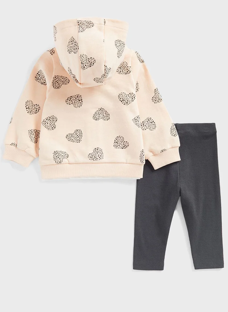 mothercare Kids Printed T-Shirt & Hoodie With Leggings Set