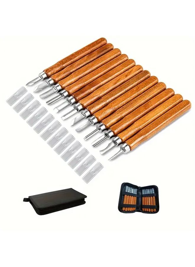 12 Pcs Wood Carving Knife Set Carbon Steel Sculpting Tools For DIY Carpenter Experts - Image 2