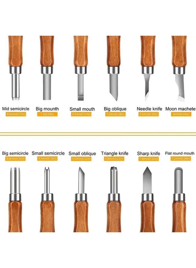 12 Pcs Wood Carving Knife Set Carbon Steel Sculpting Tools For DIY Carpenter Experts - Image 4