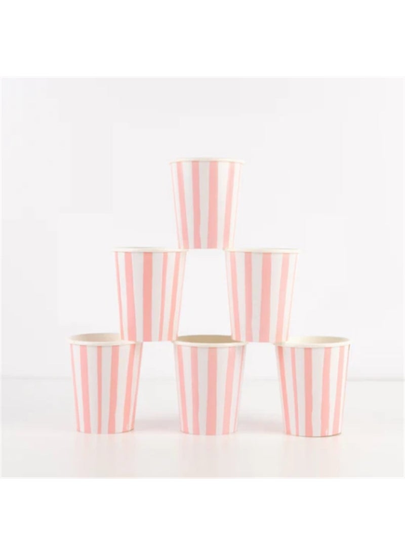Meri Meri Pink Striped Glasses (Piece of 8)  - Image 1