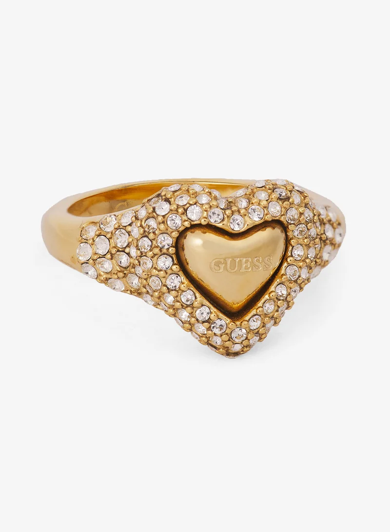 جس خاتم بتصميم قلب مرصع بالزركون مقاس  ملم