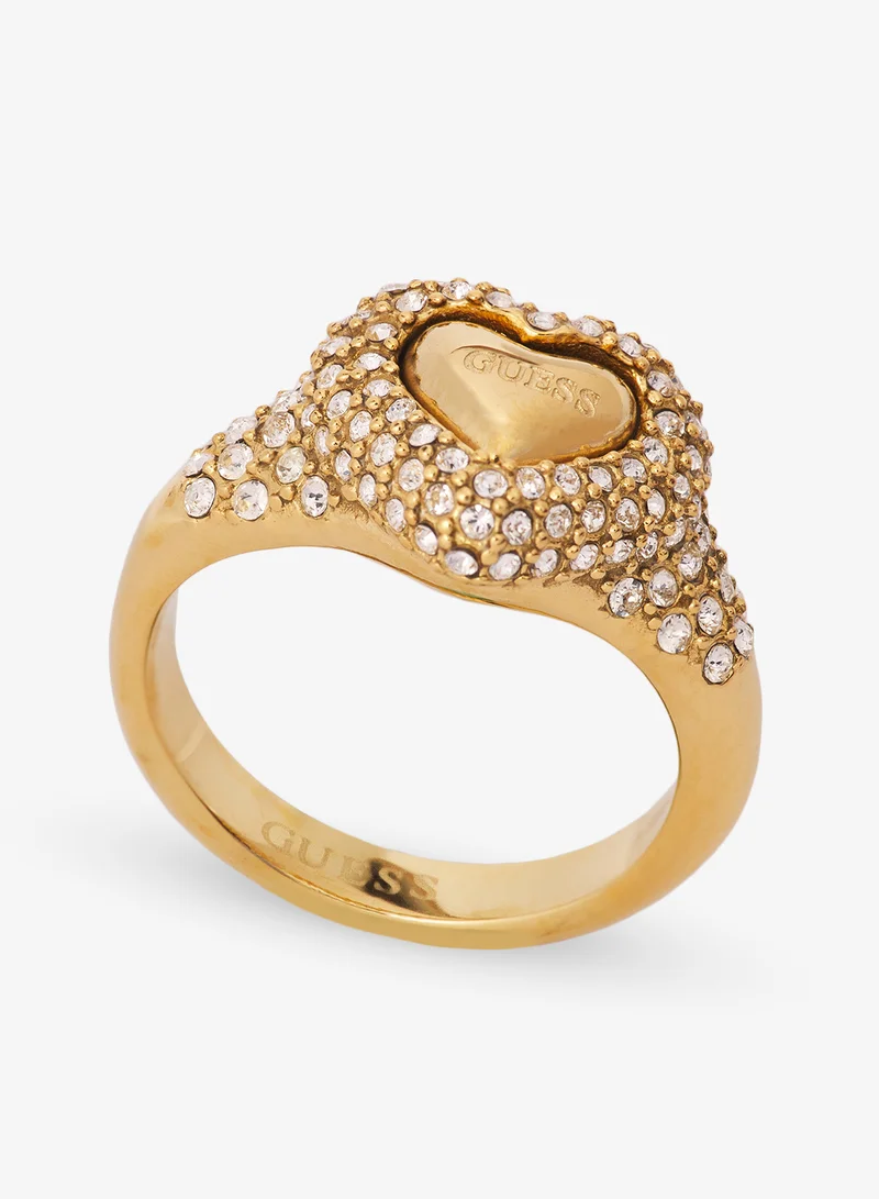 جس خاتم بتصميم قلب مرصع بالزركون مقاس  ملم