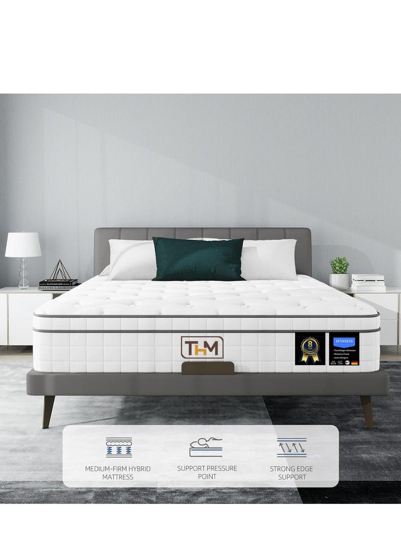 The Home Mart Home Mart Single Size 20 cm Hybrid Pocket Spring Mattress with Cool Gel Memory Foam, Motion Isolation & Pressure Relief – Orthopedic Support for Back Pain, Breathable Fabric Cover, Medium Firm Comfort (190x90 cm) - Image 1