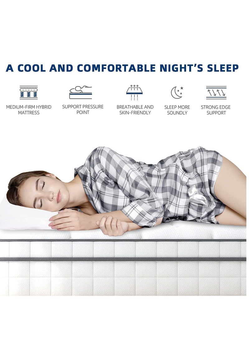 The Home Mart Home Mart Single Size 20 cm Hybrid Pocket Spring Mattress with Cool Gel Memory Foam, Motion Isolation & Pressure Relief – Orthopedic Support for Back Pain, Breathable Fabric Cover, Medium Firm Comfort (190x90 cm) - Image 4