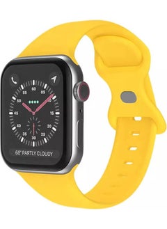 Wozlo Apple Watch 1, 2, 3, 4, 5, 6, 7, 8, Se Silicone Band Strap - M-L Size 42/44/45MM - Yellow  - Image 1