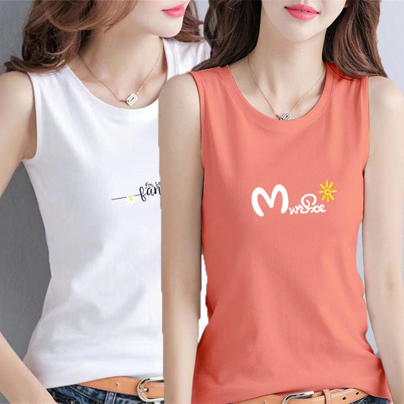100% pure cotton vest for women's summer outerwear 2025 plus size loose breathable morning run sleeveless versatile undershirt for women - Image 1
