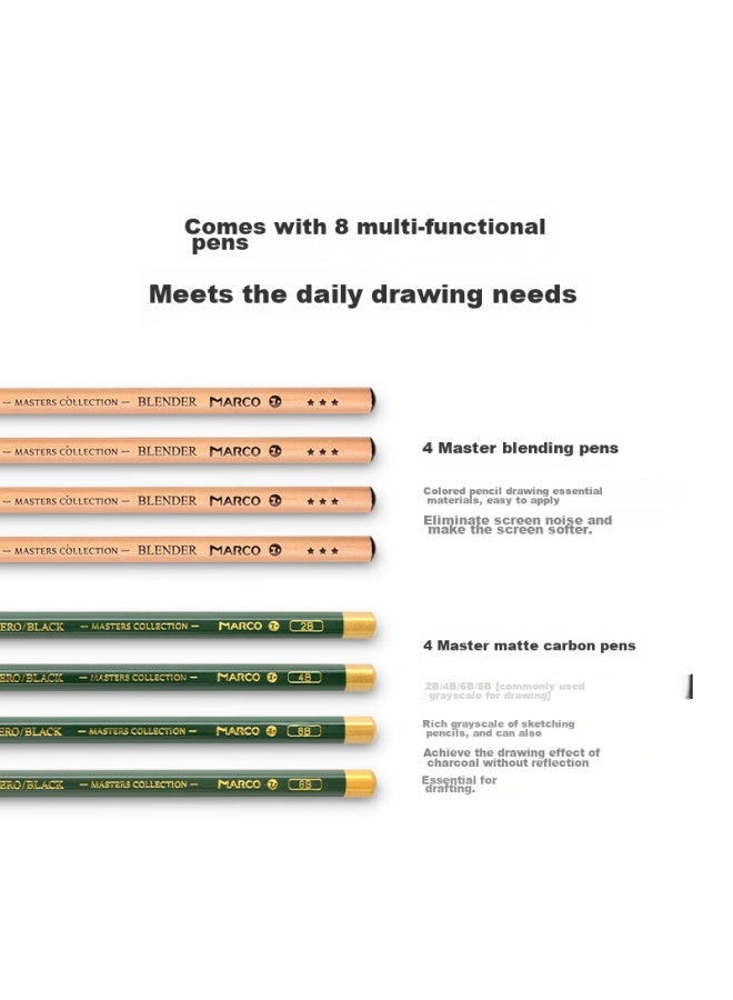 Marco Colored Pencils 72 8 Colors, Oil-based Colored Pencils Drawing Set, Professional Art Design Hand-drawn Special Iron Box Upgraded Version, Gift, Leino Series 3100-80tn - Image 2