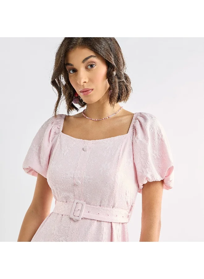 Splash FAV Puff Sleeve Midi Dress