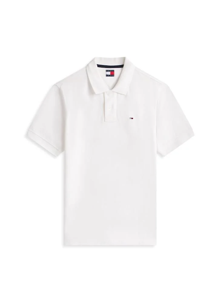 TOMMY JEANS  Hilfiger Flag Regular Fit Pique Polo Shirt for Men | Best Price UAE
