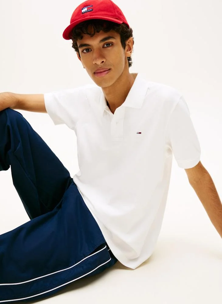 TOMMY JEANS  Hilfiger Flag Regular Fit Pique Polo Shirt for Men | Best Price UAE
