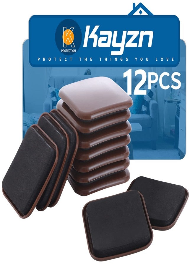 Kayzn Furniture Sliders, 12pcs 3 inch Square Furniture Moving Kits Carpet Sliders for Moving Furniture, Heavy Duty Furniture Movers - Protect The Carpet Surface, Easily Move Any Items - Image 1