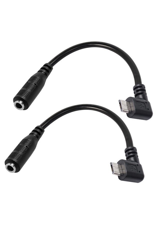 MEIRIYFA كابل صوت ميكرو USB ذكر إلى AUX 3.5 مم، 2 حزمة محول أنثوي 1/8" إلى ميكرو USB 5 دبابيس بزاوية 90 درجة لسماعة الرأس ميكروفون نشط - 15 سم - Image 1