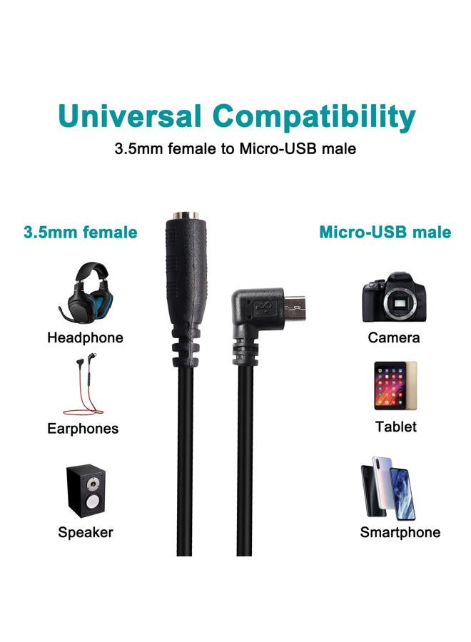 MEIRIYFA كابل صوت ميكرو USB ذكر إلى AUX 3.5 مم، 2 حزمة محول أنثوي 1/8" إلى ميكرو USB 5 دبابيس بزاوية 90 درجة لسماعة الرأس ميكروفون نشط - 15 سم - Image 4