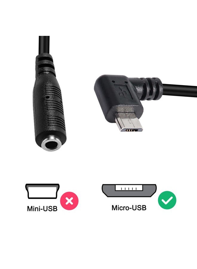 MEIRIYFA كابل صوت ميكرو USB ذكر إلى AUX 3.5 مم، 2 حزمة محول أنثوي 1/8" إلى ميكرو USB 5 دبابيس بزاوية 90 درجة لسماعة الرأس ميكروفون نشط - 15 سم - Image 2