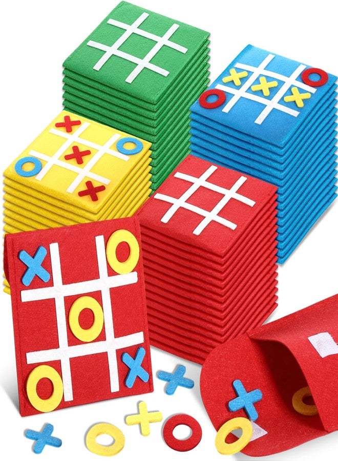 Yilloog 100 Pack Tic Tac Toe Mini Board Games Toys Bulk for Kids Tic Tac Toe Felt Board Game Birthday Party Favors Goodie Bag Stuffers for Classroom Prizes Back to School Gift 4.8''×4.8'' - Image 1