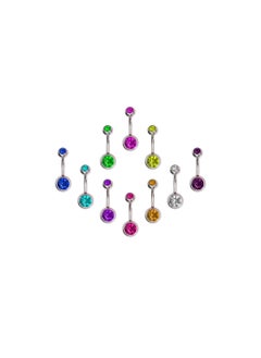 Belly Button Rings Set, 20 PCS Belly Button Piercing, Stainless Steel Navel Piercing, Barbell Navel Ring, with Double Crystal, Body Piercing Jewellery, Novelty Jewelry, Imitation Diamonds Belly Ring