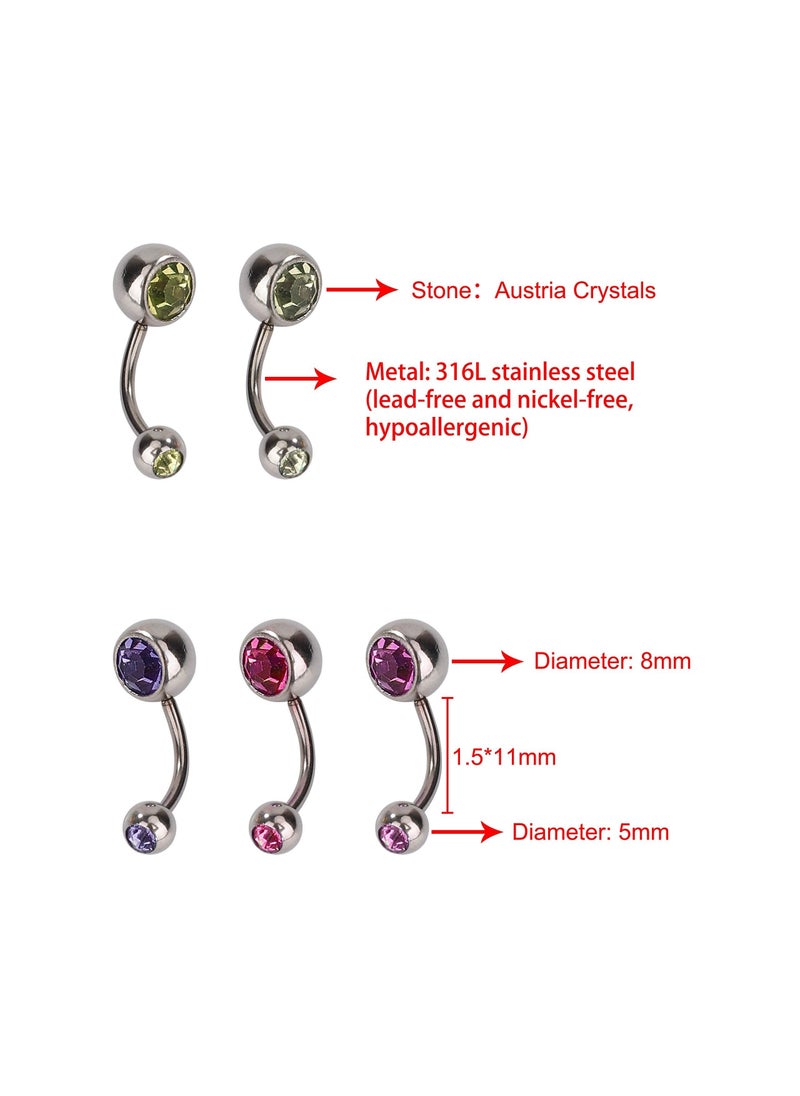 Generic - Belly Button Rings Set, 20 PCS Belly Button Piercing, Stainless Steel Navel Piercing, Barbell Navel Ring, with Double Crystal, Body Piercing Jewellery, Novelty Jewelry, Imitation Diamonds Belly Ring - Image 1