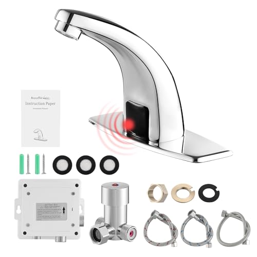 Gangang Touchless Bathroom Sink Faucet，Automatic Motion Sensor Faucets with 1 Hole Plate for Water Bath Commercial Lavatory Farmhouse, Chrome - Image 5