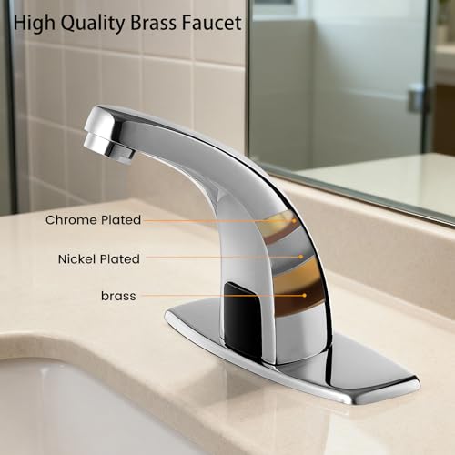 Gangang Touchless Bathroom Sink Faucet，Automatic Motion Sensor Faucets with 1 Hole Plate for Water Bath Commercial Lavatory Farmhouse, Chrome - Image 3
