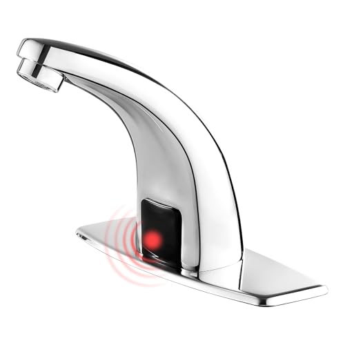 Gangang Touchless Bathroom Sink Faucet，Automatic Motion Sensor Faucets with 1 Hole Plate for Water Bath Commercial Lavatory Farmhouse, Chrome - Image 1
