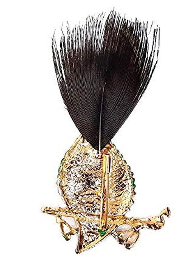 SRC Creations Radha Krishna Mor Pankh Bansuri Brooch with Peacock Feather Stylish Pack of 10 Pcs - Image 4