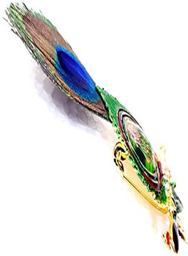 SRC Creations Radha Krishna Mor Pankh Bansuri Brooch with Peacock Feather Stylish Pack of 10 Pcs - Image 3
