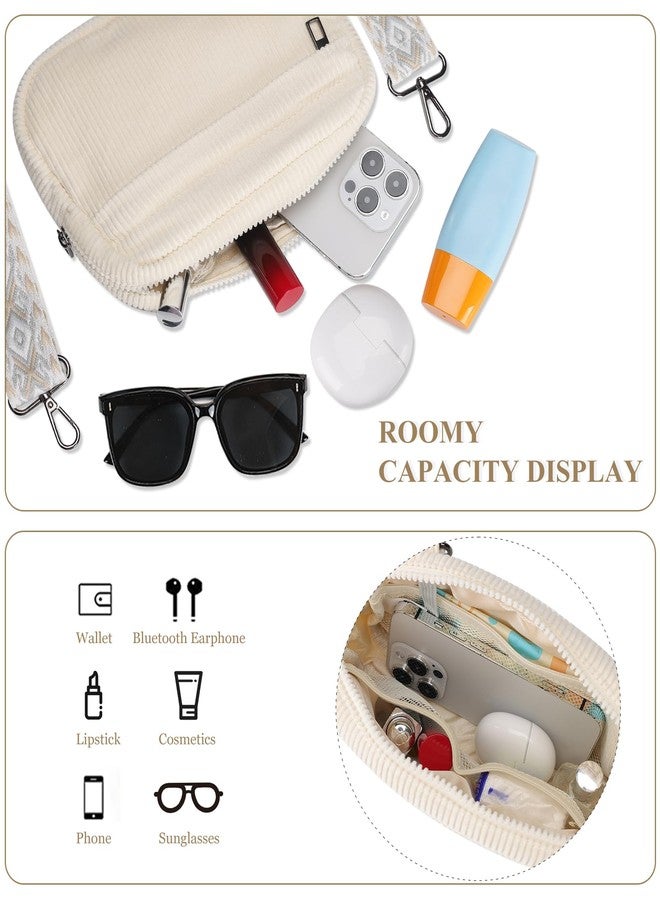 MAXTOP Small Crossbody Bags for Women Belt Bag Fanny Pack with Adjustable Strap, Corduroy Beige, Small Crossbody Bag - Image 4