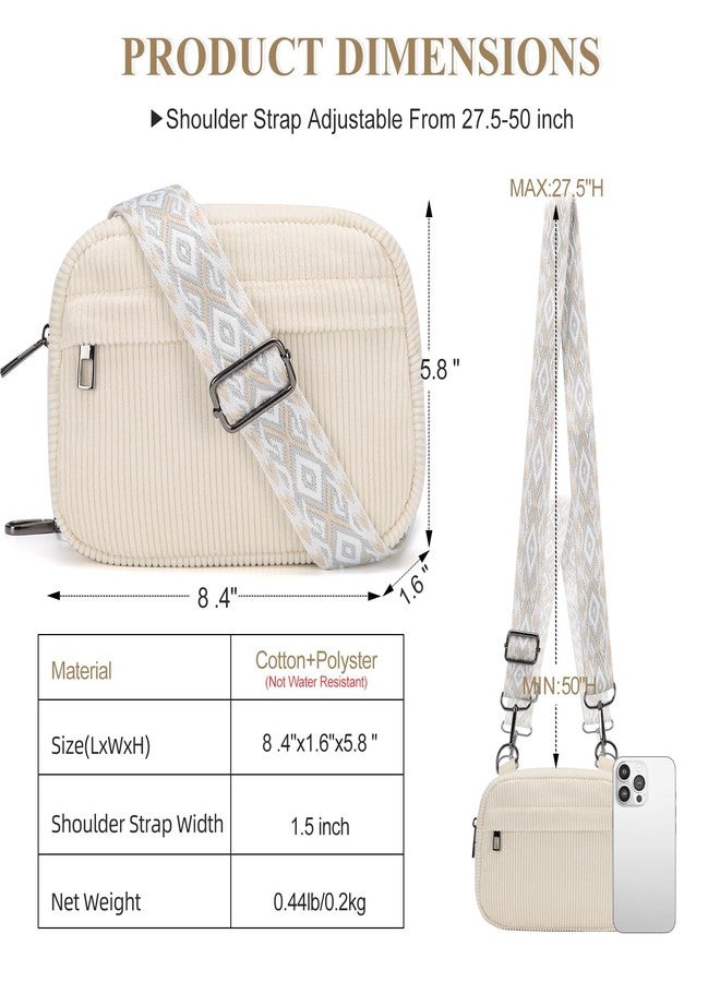 MAXTOP Small Crossbody Bags for Women Belt Bag Fanny Pack with Adjustable Strap, Corduroy Beige, Small Crossbody Bag - Image 3