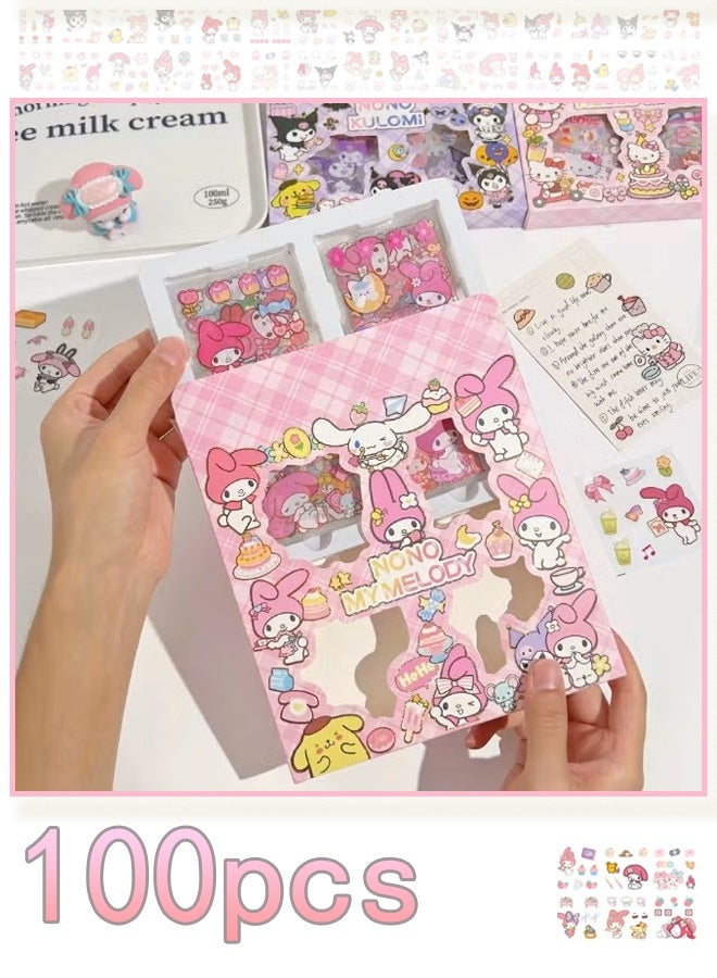100pcs Melody Stickers Kit, Girls Birthday Gift Anime Cute Waterproof Decorative Sticker Set for Laptop, Skateboard, Water Bottles, Computer, Phone, Guitar DIY, Scrapbooking, Journaling and Room Decoration - Image 1