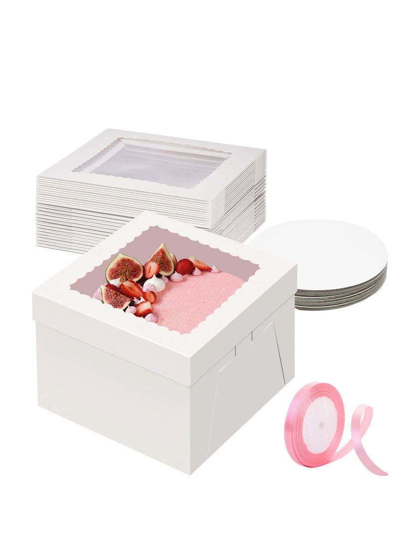 8x8x8 inch cake box, white biscuit box,disposable cake container for cookies,macarons, and pies.(20pcs=10 cake boxes, 10 cake box covers/40 pieces=20 cake boxes, 20 cake box covers) - Image 1