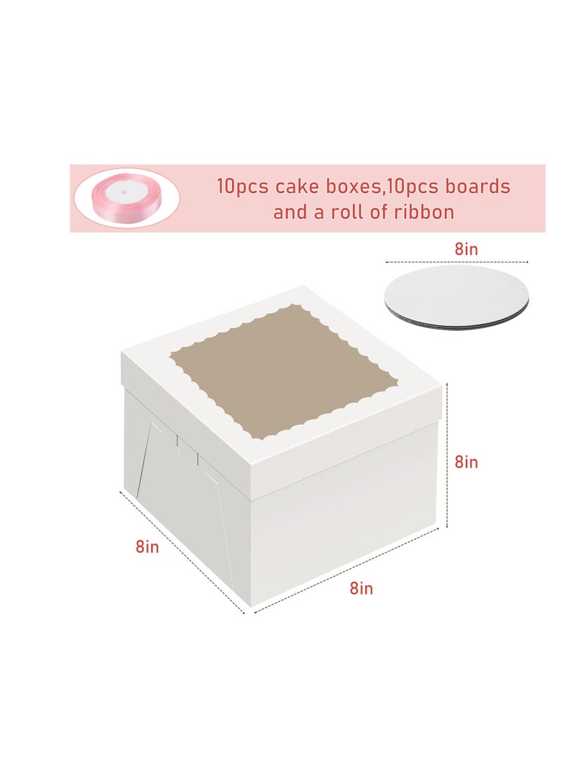 8x8x8 inch cake box, white biscuit box,disposable cake container for cookies,macarons, and pies.(20pcs=10 cake boxes, 10 cake box covers/40 pieces=20 cake boxes, 20 cake box covers) - Image 2