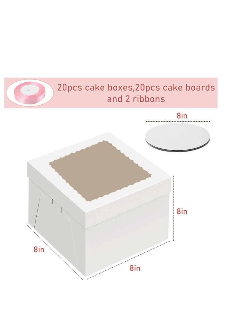 8x8x8 inch cake box, white biscuit box,disposable cake container for cookies,macarons, and pies.(20pcs=10 cake boxes, 10 cake box covers/40 pieces=20 cake boxes, 20 cake box covers) - Image 3