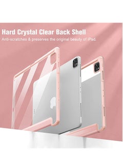 glassology Hybrid Slim Case for iPad Pro 12.9-inch 6th Generation 2022, Built-in Pencil Holder, Shockproof Cover with Clear Transparent Back Shell with Screen Protector (Pink)  - Image 4