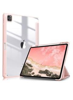 glassology Hybrid Slim Case for iPad Pro 12.9-inch 6th Generation 2022, Built-in Pencil Holder, Shockproof Cover with Clear Transparent Back Shell with Screen Protector (Pink)  - Image 1