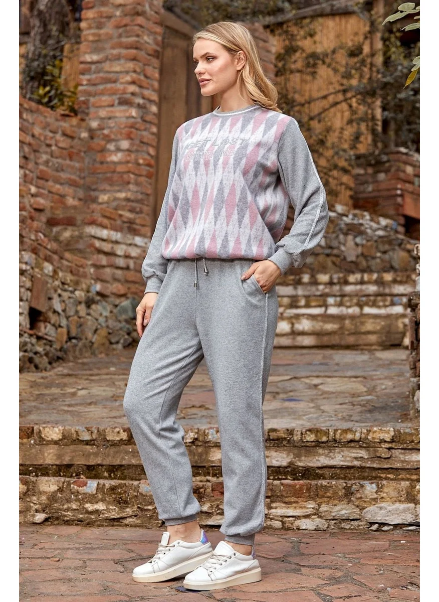 Cossy By Aqua 24068 Women's Diamond Tracksuit Set-Pink